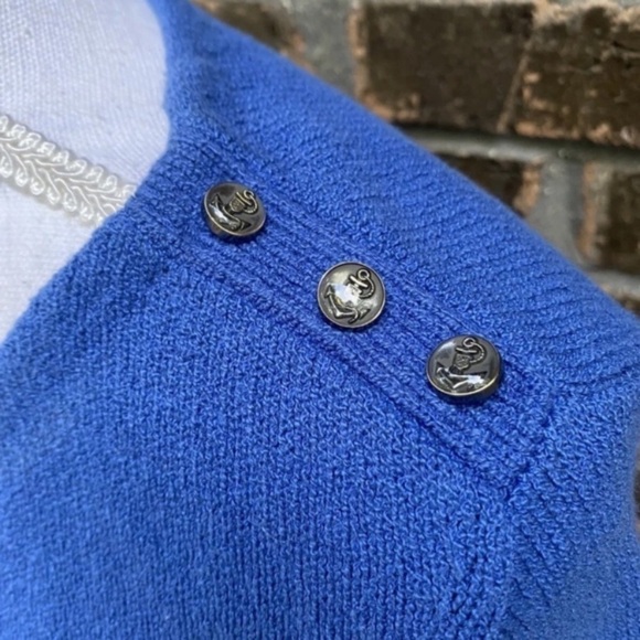 J. Mclaughlin Striped Cotton Sweater Size Medium Blue Pullover Polyamide. - Picture 3 of 7